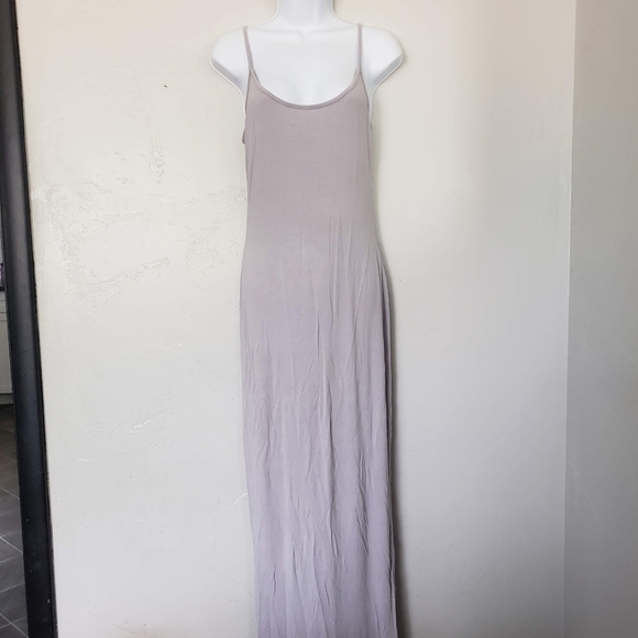 Purple Grey Maxi Dress Spaghetti Strap Small Soft Stretchy Basic Layering Long - Picture 1 of 8